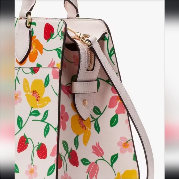 Kate Spade Madison Strawberry Garden Printed Medium Satchel, Pink Multi - Picture 6 of 14